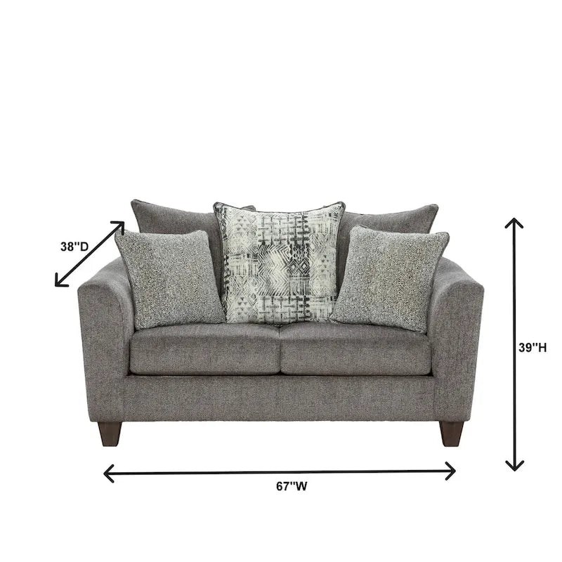 Set soggiorno 2 pezzi Davoz di Roundhill Furniture, divano e divanetto, Tori Slate