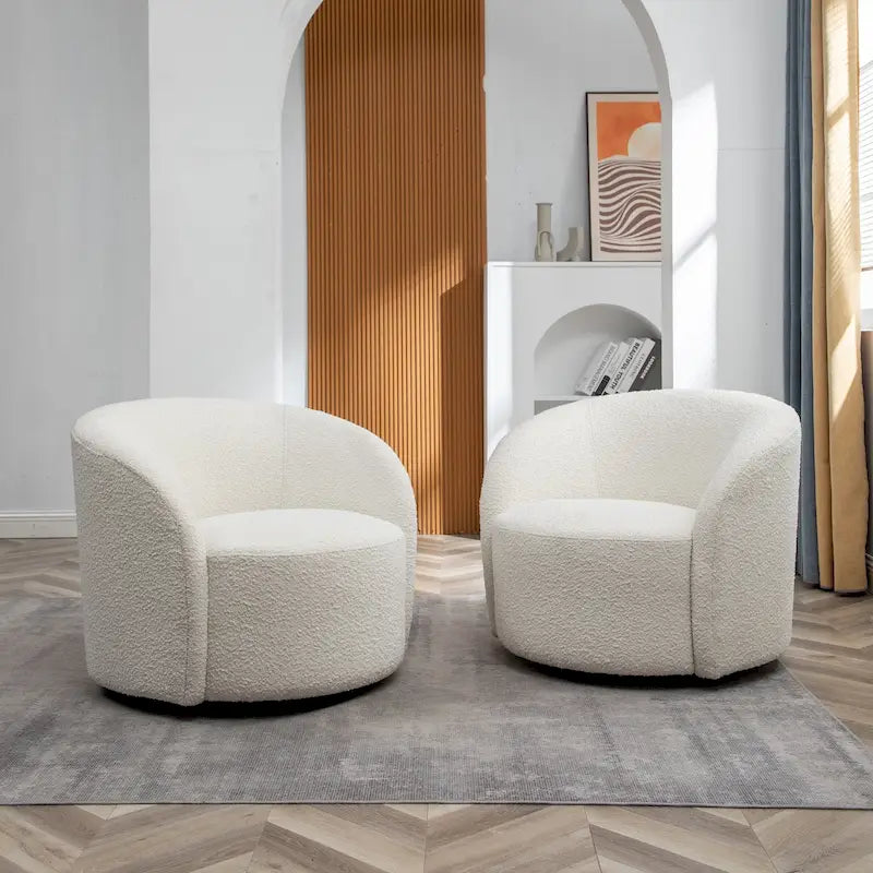 Poltrona girevole a barilotto imbottita KINWELL da 34 pollici (Set di 2)