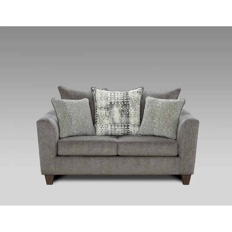 Set soggiorno 2 pezzi Davoz di Roundhill Furniture, divano e divanetto, Tori Slate