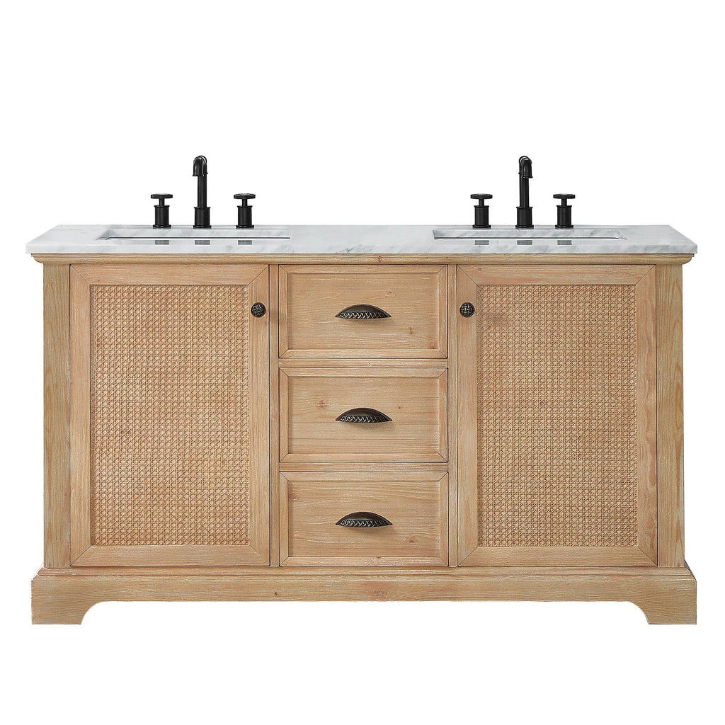 Mobile bagno Hervas con top in marmo naturale senza specchio