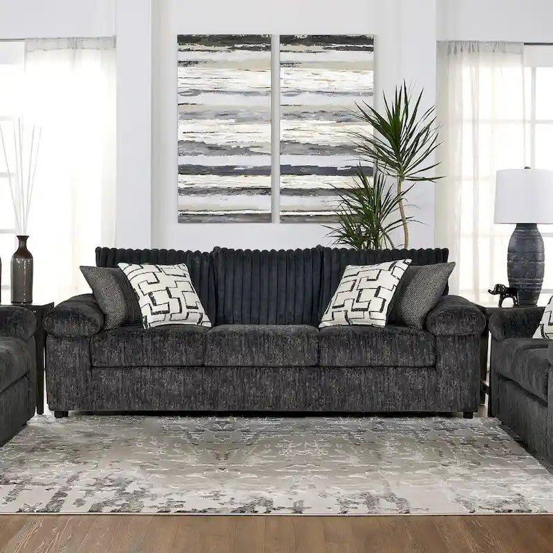 Set divano, divanetto e poltrona Cuddle in velluto a coste larghe Nason di Roundhill Furniture