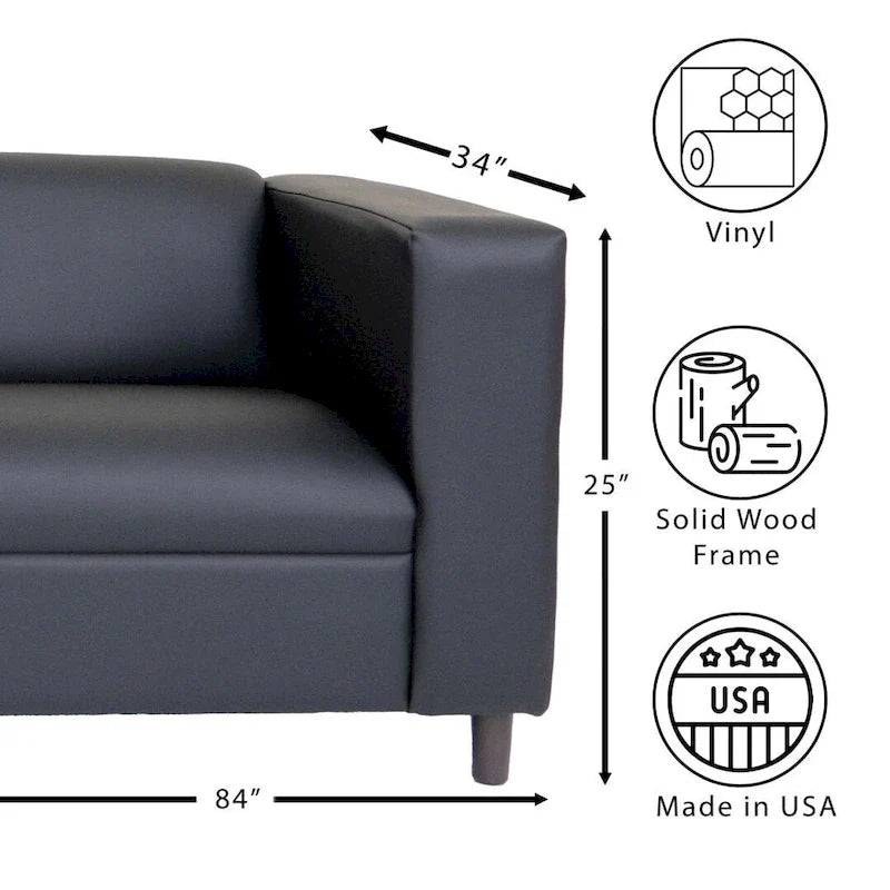 Divano a 3 posti moderno di metà secolo Coast to Coast Sofas, in ecopelle con struttura in legno massello e rivestito