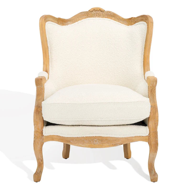 SAFAVIEH Couture Kali Poltrona con orecchioni in lino naturale color rovere - 34Lx34Px40A
