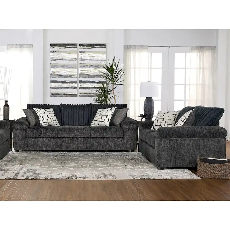 Set Divano e Divanetto in Velluto a Coste Larghe Nason di Roundhill Furniture
