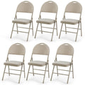 Sedie pieghevoli, confezione da 6, portatili, imbottite per ufficio, cucina, sala da pranzo - Beige - 18,5 x 20 x 35 (L x P x A)