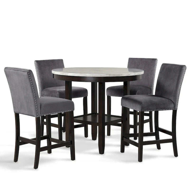 Set da 5 pezzi rotondo da bancone Reginald New Classic Furniture