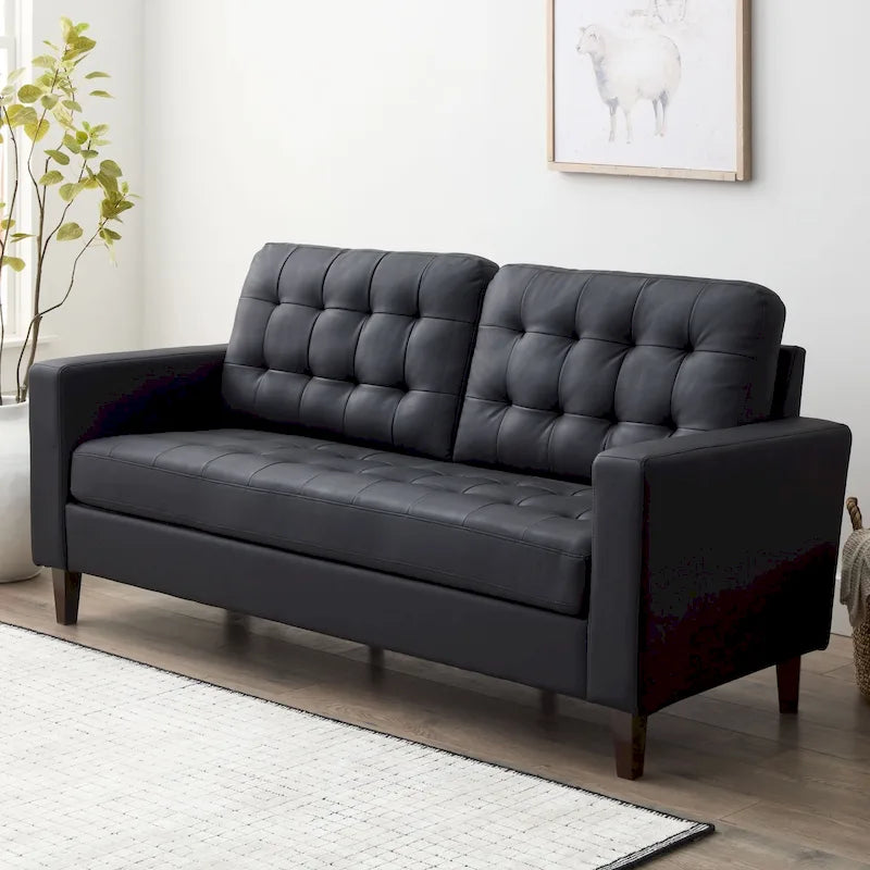 Divano Brookside Brynn da 193 cm con braccioli squadrati in similpelle/velluto/tessuto
