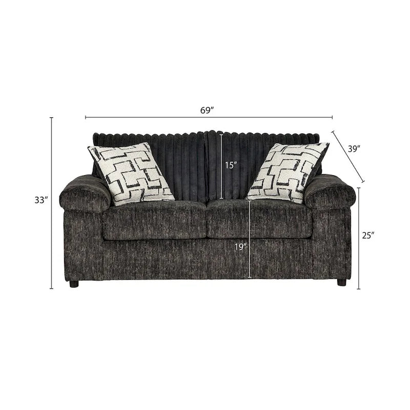 Set divano, divanetto e poltrona Cuddle in velluto a coste larghe Nason di Roundhill Furniture