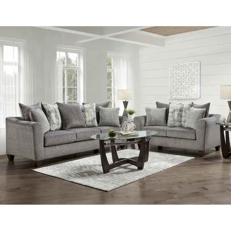 Set soggiorno 2 pezzi Davoz di Roundhill Furniture, divano e divanetto, Tori Slate
