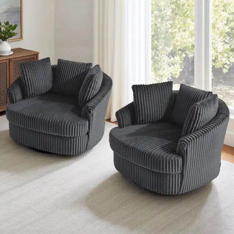 DREAMSIDEA Set di 2 poltrone a botte girevoli con braccioli incassati e rivestimento sfoderabile