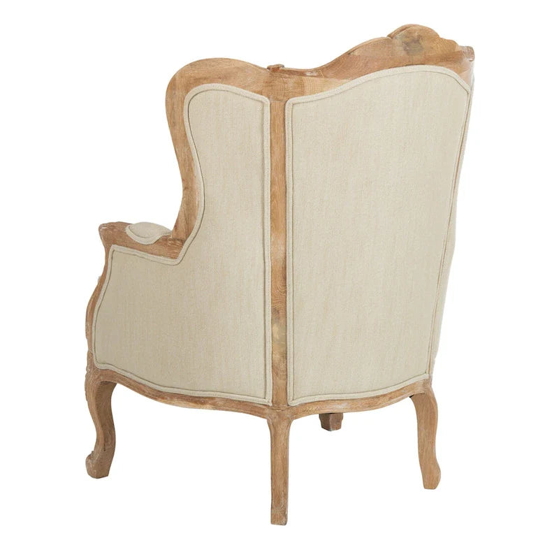 SAFAVIEH Couture Kali Poltrona con orecchioni in lino naturale color rovere - 34Lx34Px40A