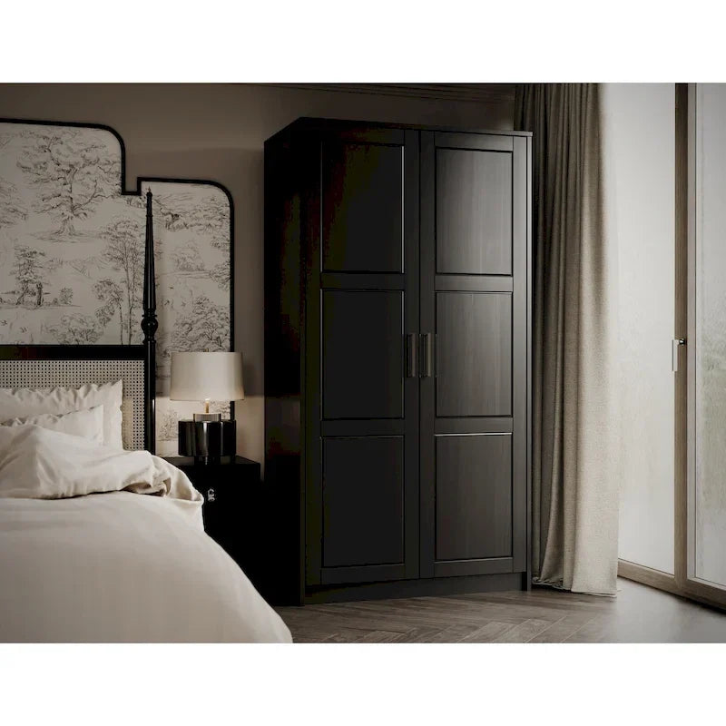 Palace Imports Armadio a 2 ante in 100% legno massello Urban con ante a specchio e in legno massello