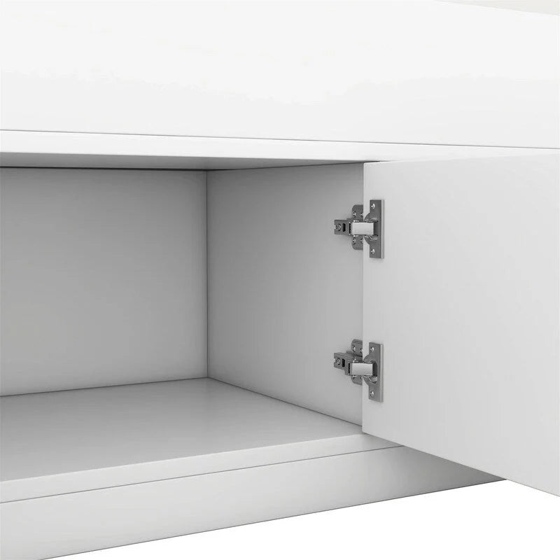 Letto a piattaforma Twin/Full Size Captain con 4 cassetti e mensole portaoggetti, struttura letto in legno massello con testiera libreria contenitore